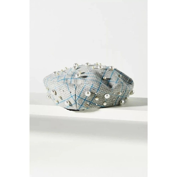 NWT Lele Sadoughi Fuax Pearl Embellished Beret One Size - Picture 1 of 10